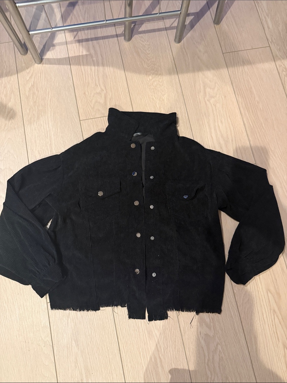 SHEIN Black Corduroy Bomber Jacket